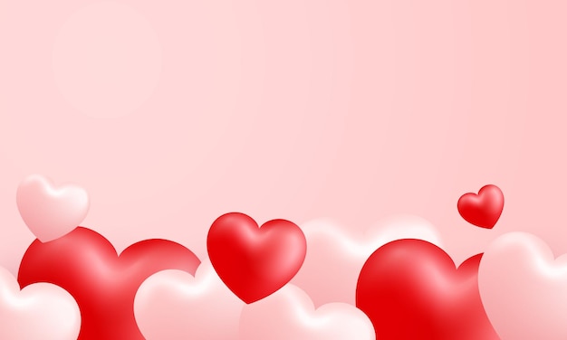 Miłość Szczęśliwych Walentynek Piękne Różowe Tło Z Realistycznym Sercem Układania