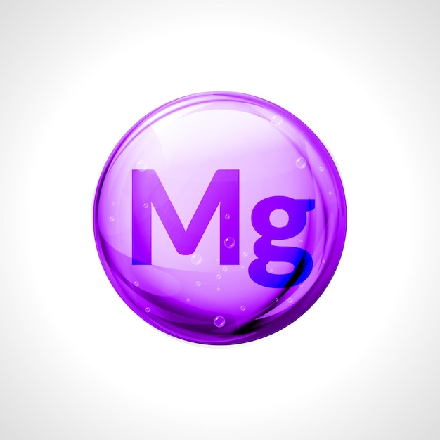 Plik wektorowy minerał magnezu. błyszcząca kapsułka pigułkowa. suplement diety leczniczy mineralny.