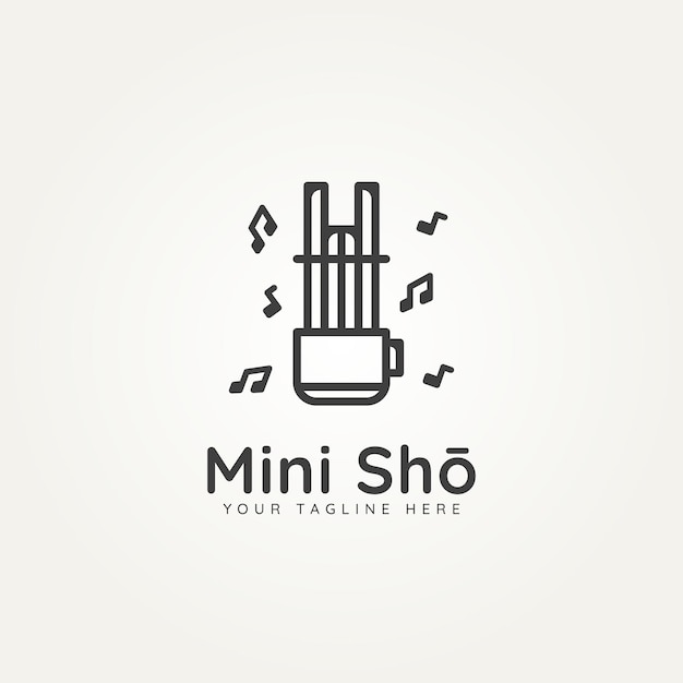 Mini Sho Japoński Instrument Muzyczny Z Melodią Minimalistyczną Linię Sztuki Logo Ikona Szablonu