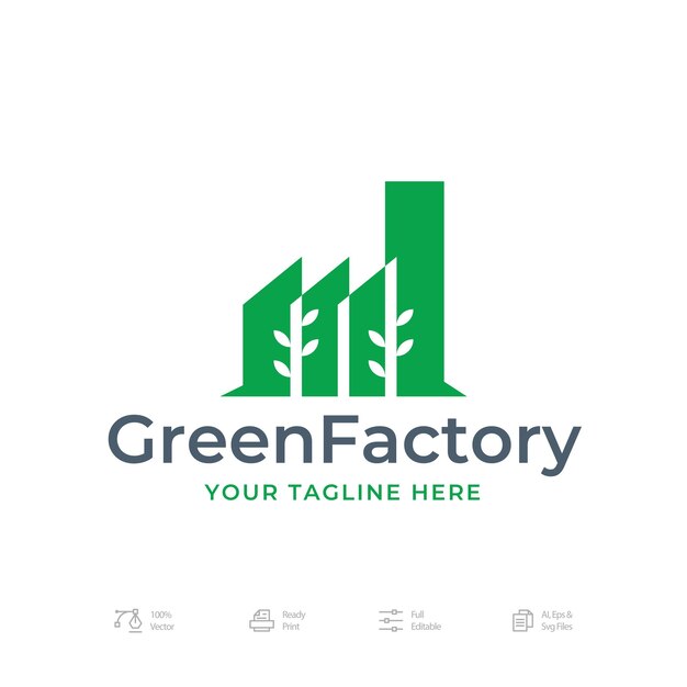 Plik wektorowy minimal flat green factory logo icon design wektorowy szablon szablon