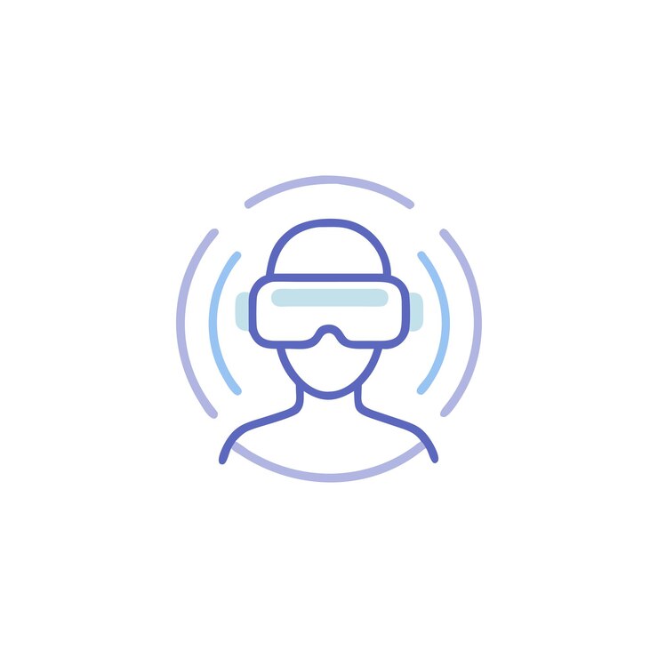 Wektor minimalistyczna ikona wirtualnej rzeczywistości vr headset line art tech symbol innowacji