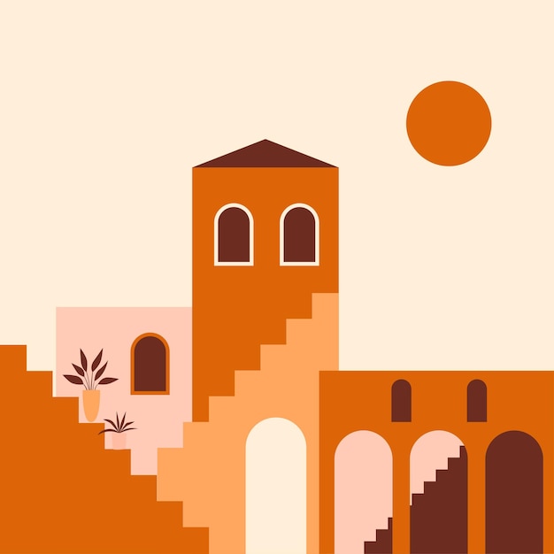 Minimalistyczna Ilustracja Boho Starego Miasta