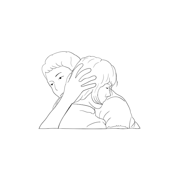 Minimalistyczna ilustracja zakochanej pary sztuki liniowej