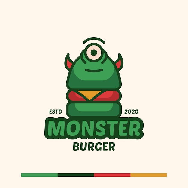 Minimalistyczna Koncepcja Logo Burgera Z Potworem