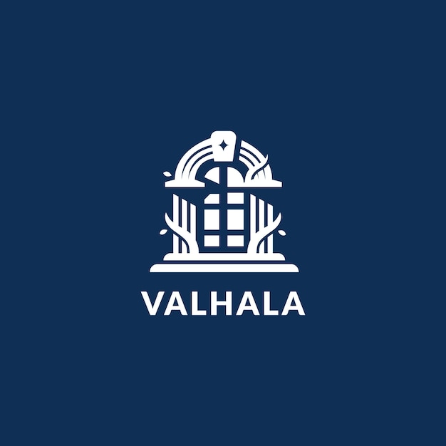 Plik wektorowy minimalistyczna koncepcja płaskiego logo valhala gate dla muzeum lub firmy architektonicznej