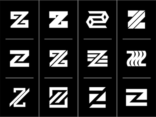 Minimalistyczna linia abstrakcyjna litera Z zestaw do projektowania logo