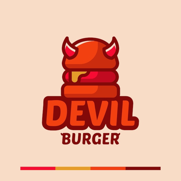 Minimalistyczna Prosta Koncepcja Logo Diabeł Burger