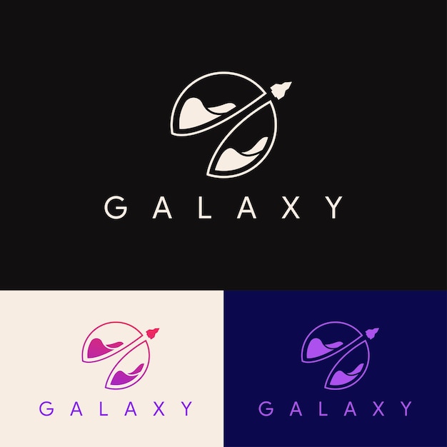 minimalistyczna prosta planeta z logo rakiety