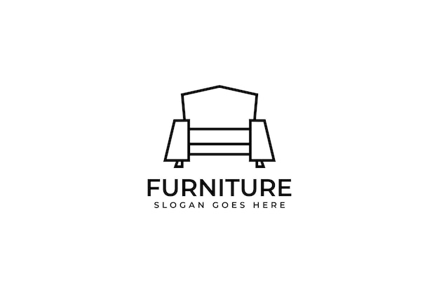 Minimalistyczna wewnętrzna sofa linie logo projekt wektor ikona symbol ilustracja