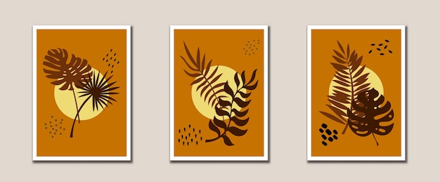 Minimalistyczne Abstrakcyjne Liście Grafika Liniowa Botaniczne Wydruki Artystyczne Nowoczesna Sztuka ścienna Z Połowy Wieku