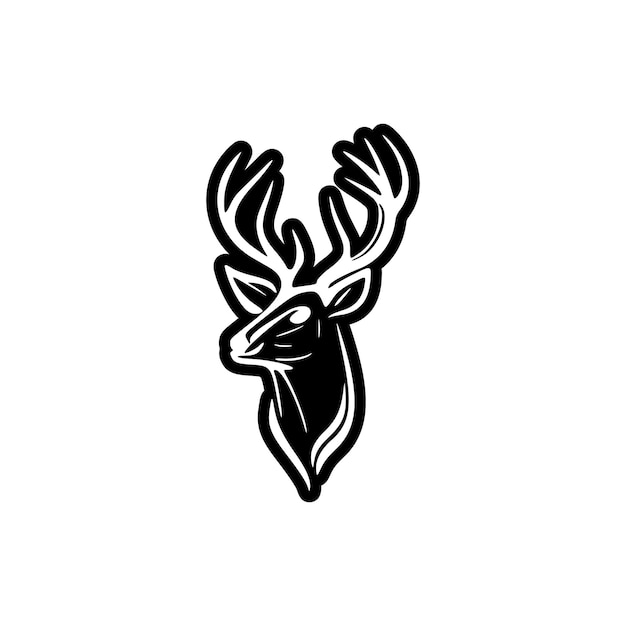 Minimalistyczne czarno-białe logo wektora jelenia