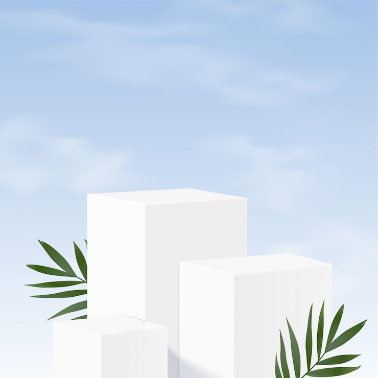 Wektor minimalistyczne, geometryczne podium z białego marmuru w kolorze białym