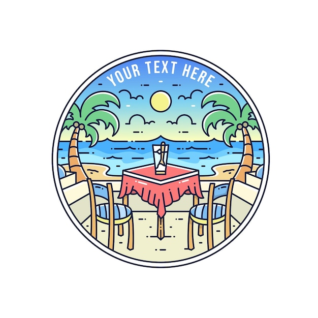 Plik wektorowy minimalistyczne greckie wakacje na plaży logo ilustracja projektu