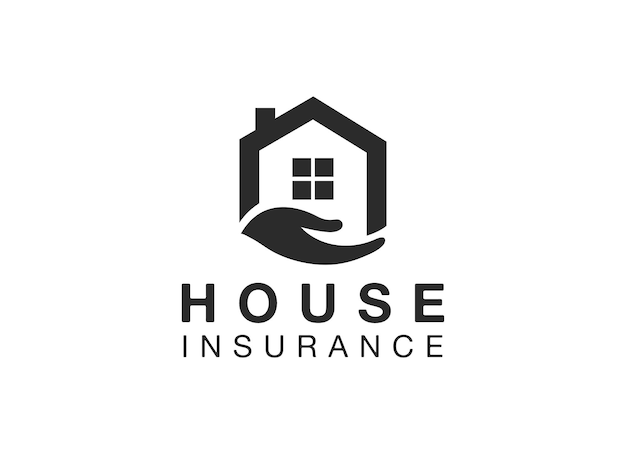Minimalistyczne Logo Ubezpieczenia Domu. Szablon Projektu Logo Perspektywy Finansowej.
