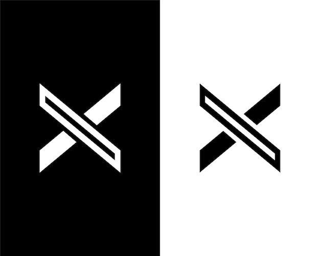 Minimalistyczne logo X w czarno-białym