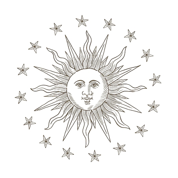 Plik wektorowy minimalistyczne niebiańskie słońce księżyc karty tarota znak symbol ikona logo