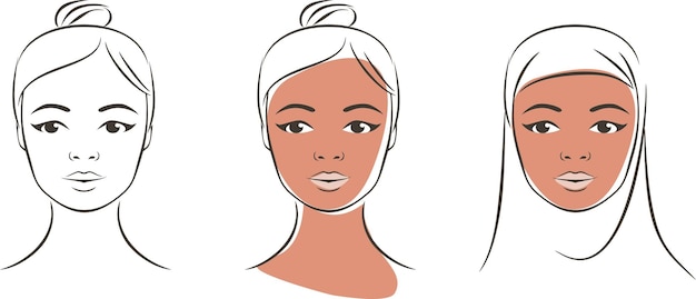 Minimalistyczne portrety afrykańskiej kobiety Elegant Vector Line Art