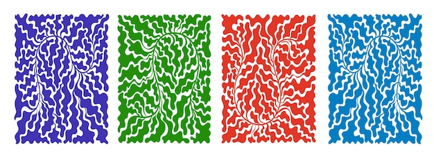 Minimalistyczne Wzory W Stylu Matisse Abstrakcyjne Organiczne Gałęzie Z Liśćmi W Płaskim Modnym Stylu Wektorowe Ozdoby Kwiatowe Na Okładki Kart Plakatównowoczesna Ilustracja Sztuki