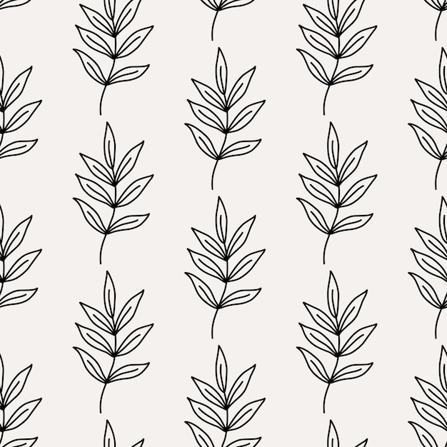 Minimalistyczny botaniczny bezszwowy wzór ilustracja ręcznie narysowana w stylu doodle