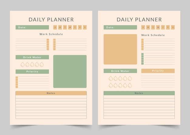 Minimalistyczny Daily Planner Nowoczesny Planner Wzorzec Zestaw Wektorowy Planner