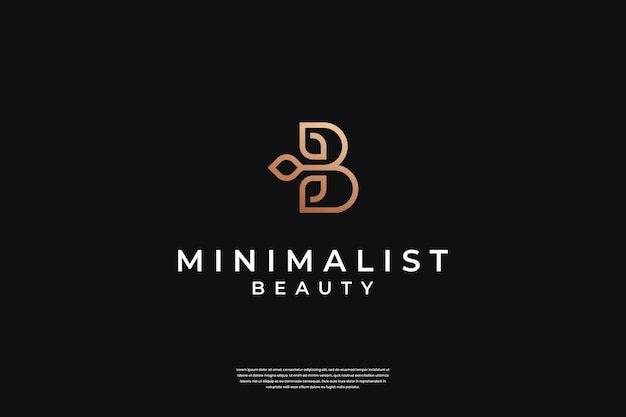 Plik wektorowy minimalistyczny elegancki początkowy projekt logo b i liścia