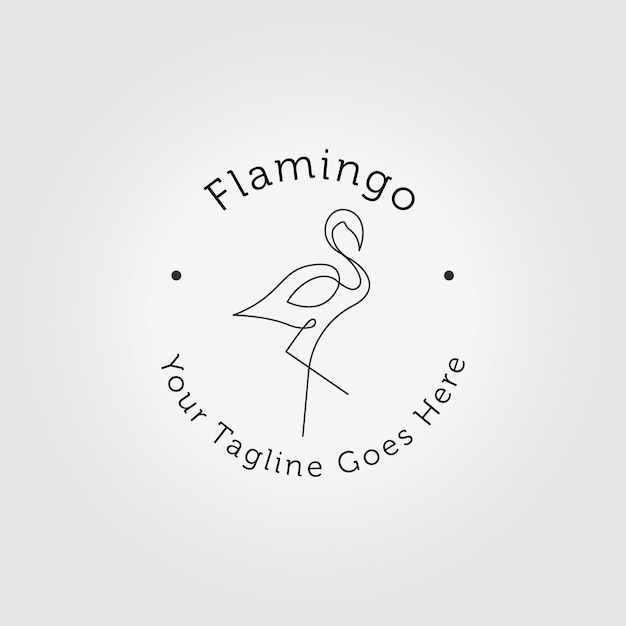 Minimalistyczny Flamingo Ptak Logo Projekt Ilustracja Wektor Linii Sztuki Ikona