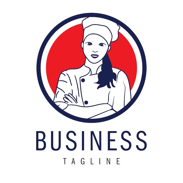 Plik wektorowy minimalistyczny projekt logo szefa kuchni kobieta na białym tle nadaje się do branży spożywczej lub piekarniczej
