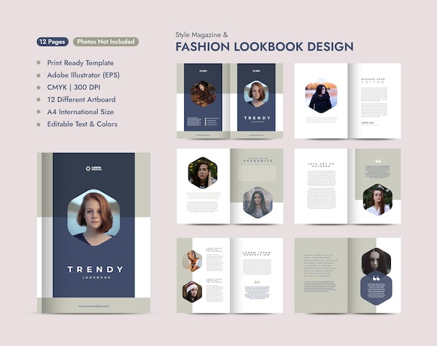 Minimalistyczny projekt magazynu mody lub układ redakcyjny Lookbook lub portfolio mody i uniwersalne