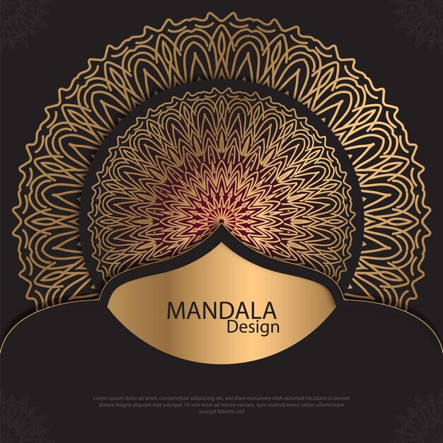 Minimalistyczny Projekt Mandali Okrągły Luksusowy Design Złoty Pędzel Tekst