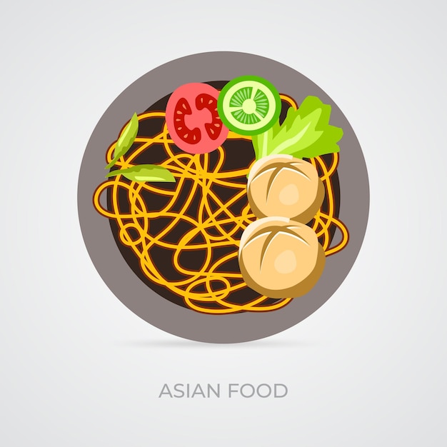 Plik wektorowy minimalistyczny projekt wektora azjatyckiego jedzenia