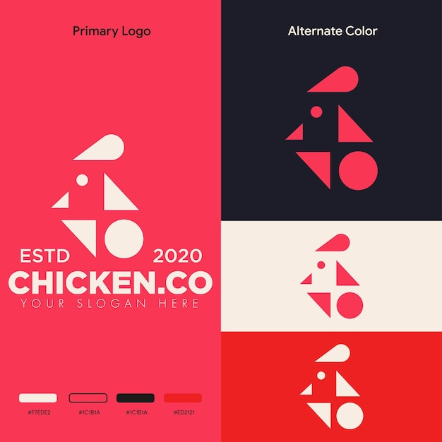 Plik wektorowy minimalistyczny prosty projekt logo kurczaka