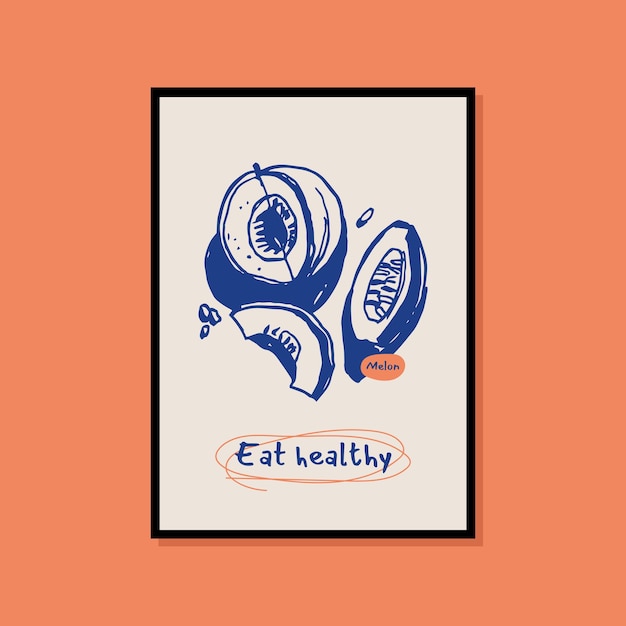 Minimalistyczny, Ręcznie Rysowany Plakat Z Jedzeniem Do Kolekcji Sztuki ściennej!