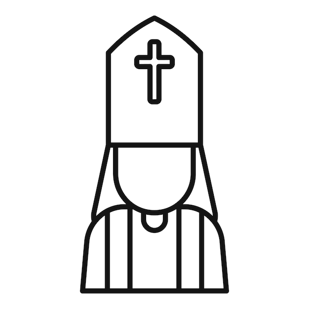 Minimalistyczny rysunek księdza katolickiego w tradycyjnym stroju