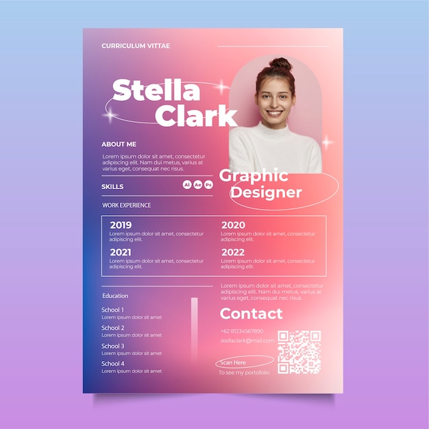 Plik wektorowy minimalistyczny szablon cv w stylu retro