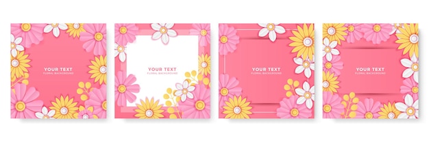 Minimalistyczny szablon karty kwiatowej w stylu cięcia papieru.