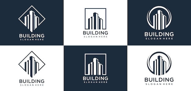 Minimalistyczny szablon projektu logo budynku wysokiego