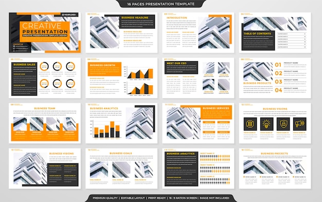 minimalistyczny szablon układu prezentacji z nowoczesnym stylem wykorzystania do infografiki raportu rocznego