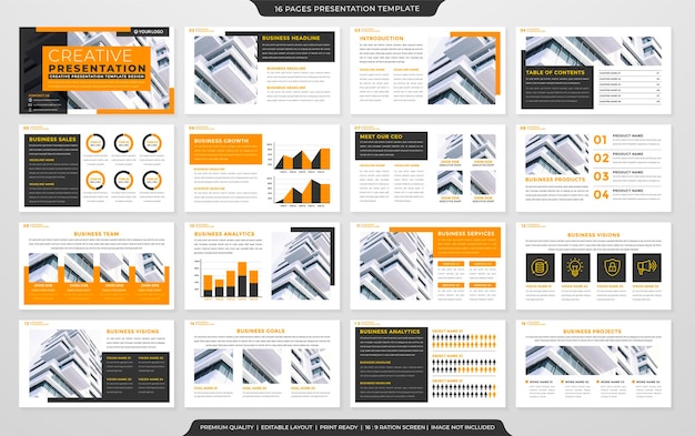 Minimalistyczny Szablon Układu Prezentacji Z Nowoczesnym Stylem Wykorzystania Do Infografiki Raportu Rocznego