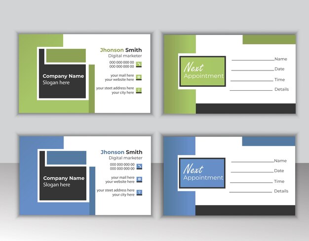 Plik wektorowy minimalistyczny szablon wizytówki z dwoma stronami kreatywny układ wizytówki