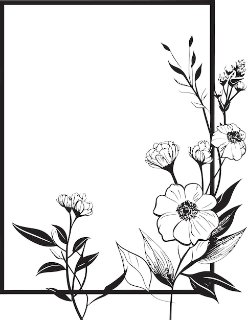 Plik wektorowy minimalistyczny szkic płatków ręcznie renderowany emblemat wektorowy chic botanical simplicity black iconic design