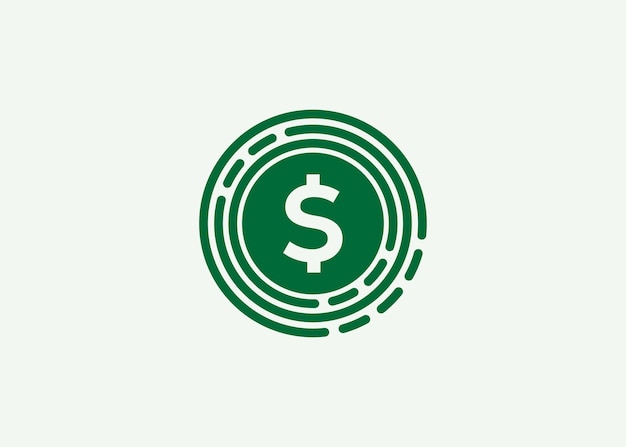 Minimalistyczny wektor projektowania logo monety dolara Moneta dla wektoru finansowania biznesu