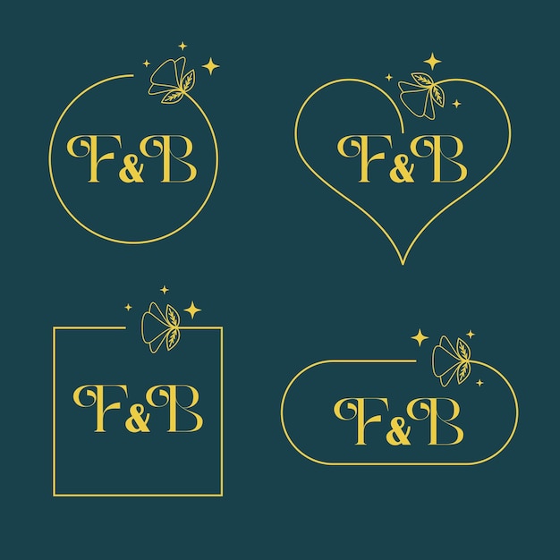 Plik wektorowy minimalistyczny zestaw liter f i b z nowoczesnym monogramem