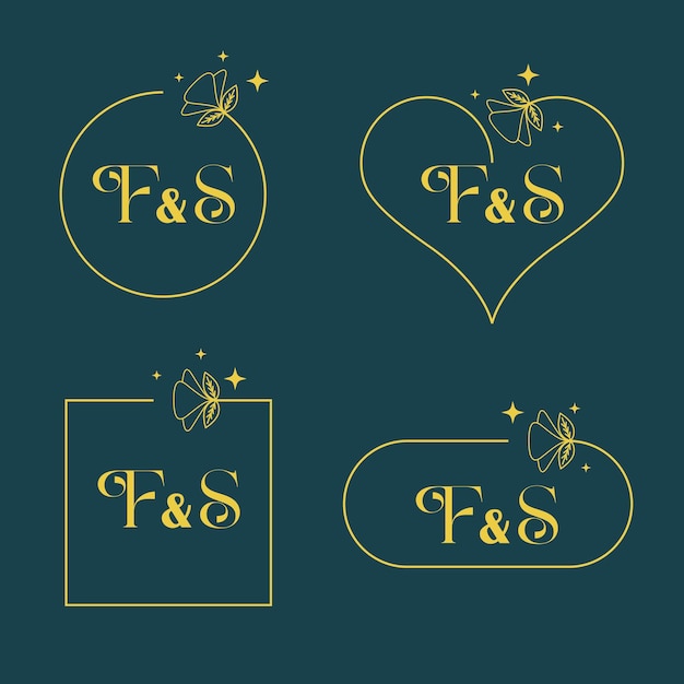 Plik wektorowy minimalistyczny zestaw liter f i s z nowoczesnym monogramem