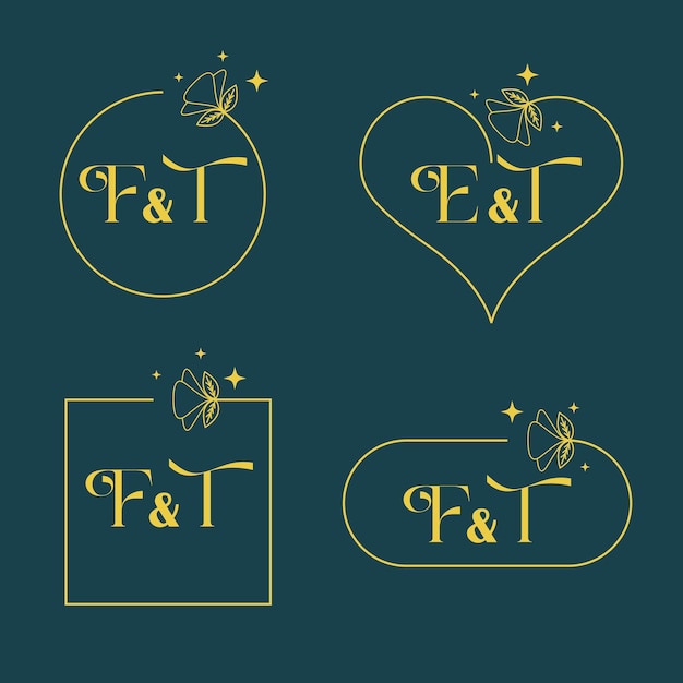 Plik wektorowy minimalistyczny zestaw liter f i t z nowoczesnym monogramem