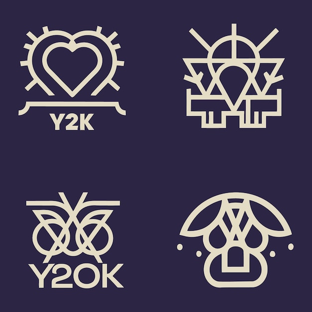 Plik wektorowy minimalistyczny zestaw symboli wektorowych y2k dla szablonów logo