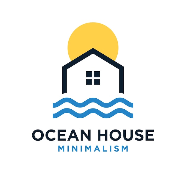 Minimalizm logo wektor domu wody