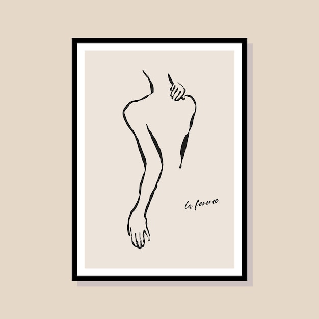 Minimalna artystyczna ilustracja sylwetki kobiety do projektu plakatu