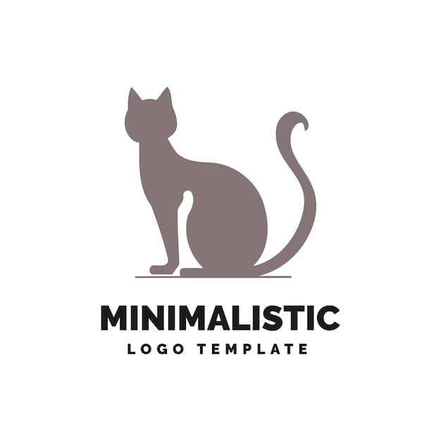 Minimalna głowa kota Logo szablon Ładny kotek Logo ikona Kot Sylwetka Logo na białym tle