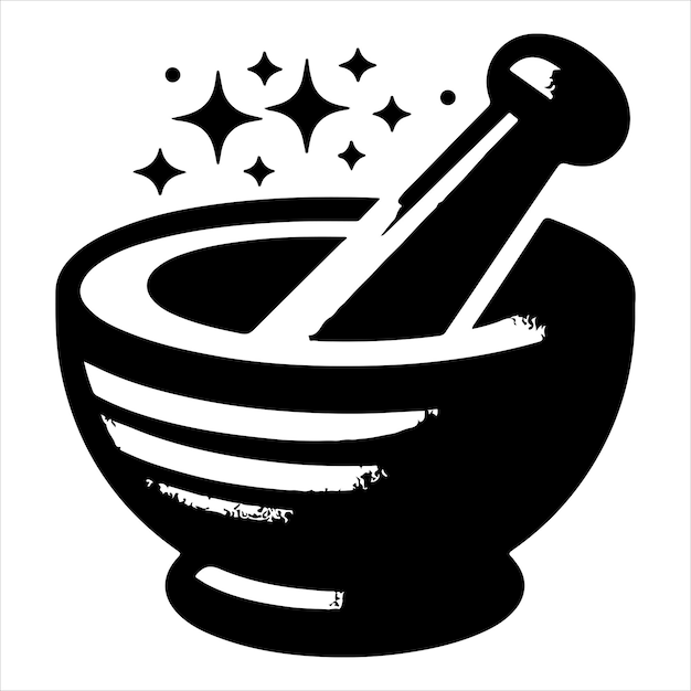 Minimalna ikona moździerza i tłoczka symbol płaska ilustracja białe tło