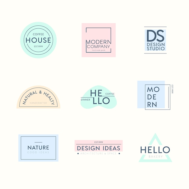 Minimalna kolekcja logo w pastelowych kolorach